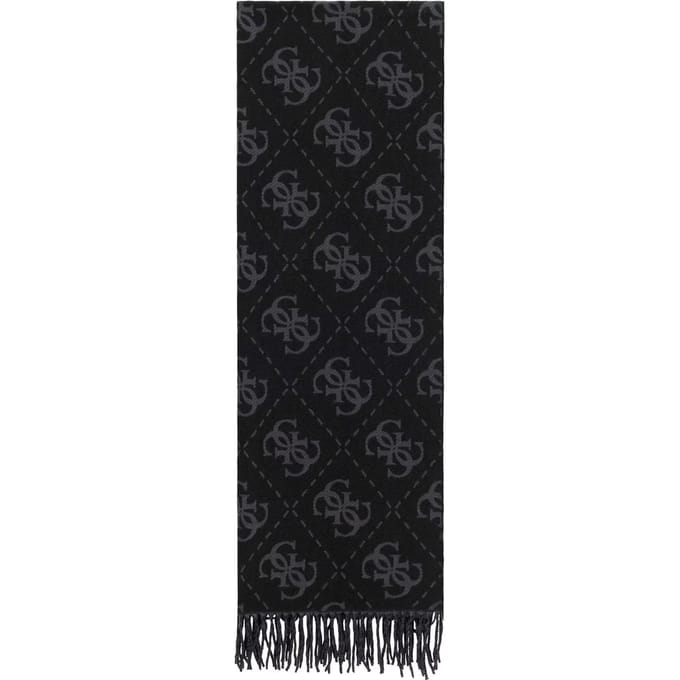 GUESS sjaal Scarf 70 x 190 Coal Logo zwart