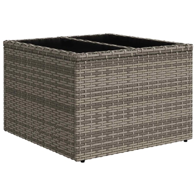 vidaXL - Bankstel - met - kussen - met - opslag - Grijs - poly - rattan