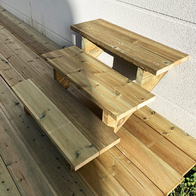 BERLIN Houten Buitentrap - 3 Open Treden 54 cm Hoog - 80 cm Breed