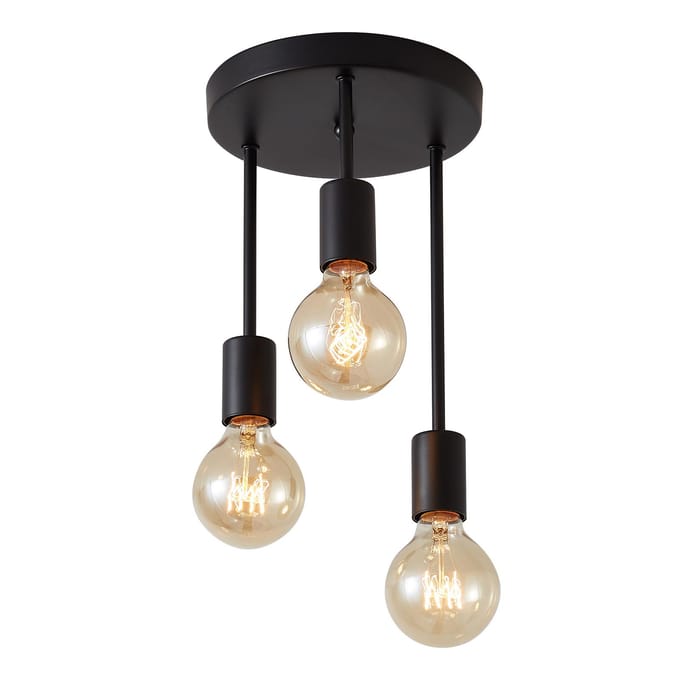 Neoglint AC 220-240 V rétro 3 têtes lustre suspension lampe E27 Base douille support pour E26 noir
