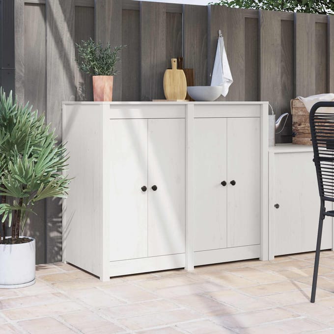 vidaXL - Keuken - deur - MEPPEL - 2 - st - Wit - 50 - x - 9 - x - 82 - cm - Massief - grenenhout