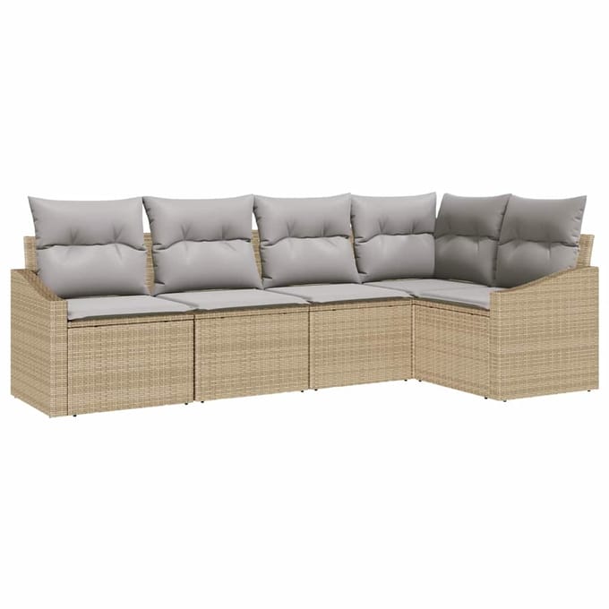 vidaXL Bankstel 5 st Beige poly rattan