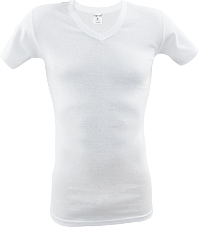 SQOTTON® V-hals T-shirt - Wit - Maat M/L