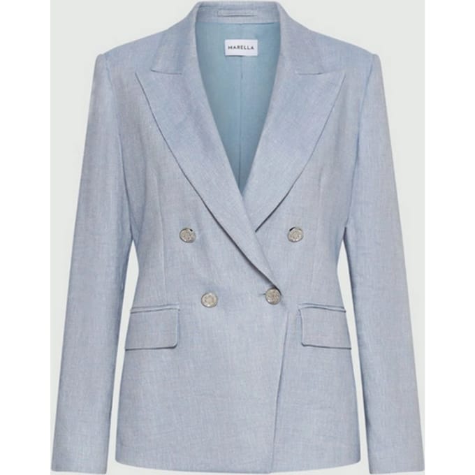 jas gemengd linnen vrouw blauw
