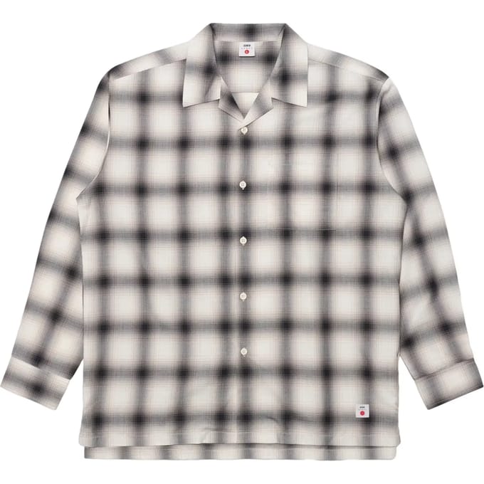 Shirt Man Edwin open kraag japan beige/zwart