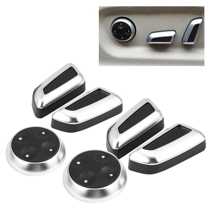 6 stuks Auto Stoel Verstelknop Knop Schakelaar Afdekking Sierlijst voor A3 A4 A5 A6 Q3 Q5 white