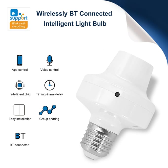 Ampoules intelligentes connectées sans fil BT, support de prise de Base E27, téléphones pris en charge, C90-250V blanc
