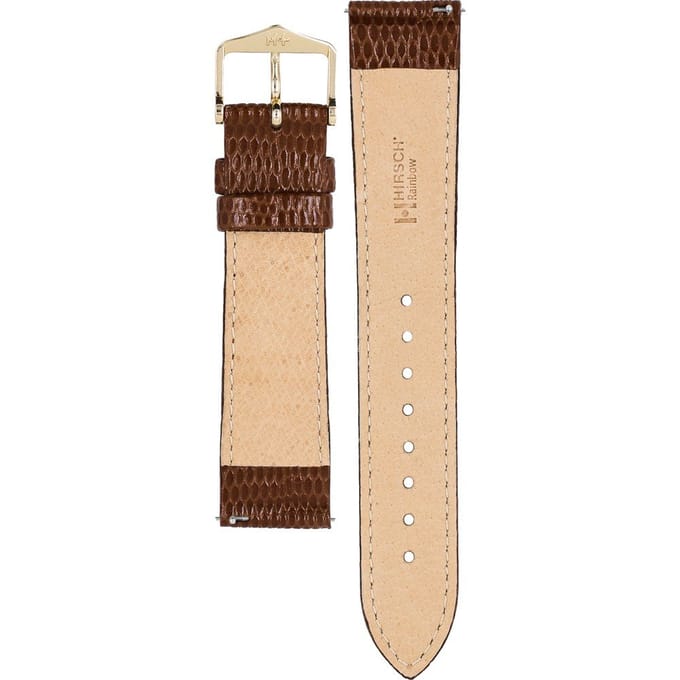 Hirsh Horlogeband Rainbow Goudbruin - Leer - 18mm
