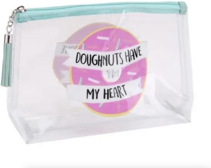 CGB GIFTWARE Gym And Tonic Clear Wash Bag -Doughnuts Have My Heart-(One Size)