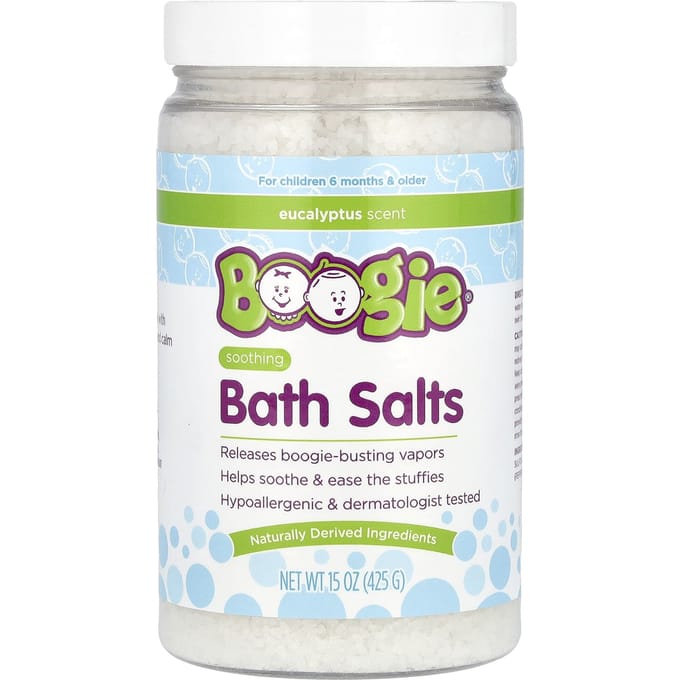 Boogie Wipes, Soothing Bath Salts, Eucalyptus, 15 oz (425 g) white