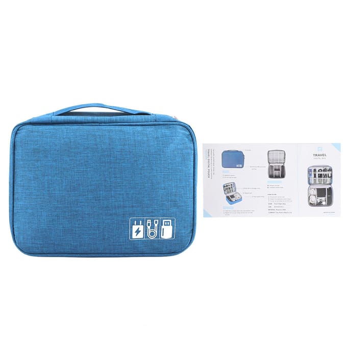 Sac de Rangement Portable pour Câble USB Batterie Externe Écouteurs Organisateur d'Accessoires Numériques(Bleu) gray