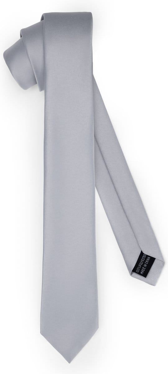 Ladeheid Smal Stropdas - Stropdassen voor heren - Lengte: 150 cm, Breedte: 5 cm - Zilver - LA-EA-TMM-5
