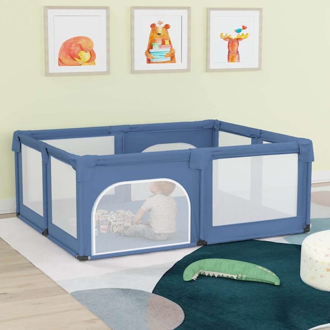 vidaXL Parc pour bébé avec 2 portes Bleu clair Tissu Oxford