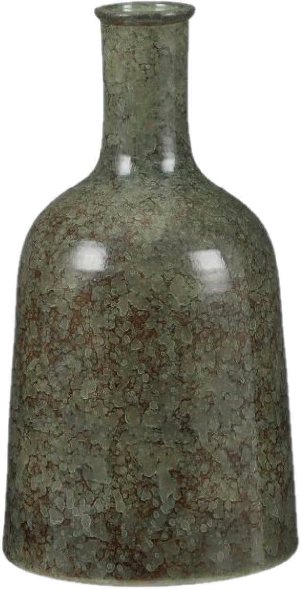 Mica Decorations - Fles bloemenvaas - Terracotta - groen shadow - D22 en H35 cm