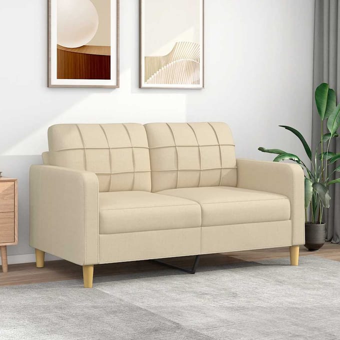 vidaXL - Tweezitsbank - 140 - cm - stof - crèmekleurig