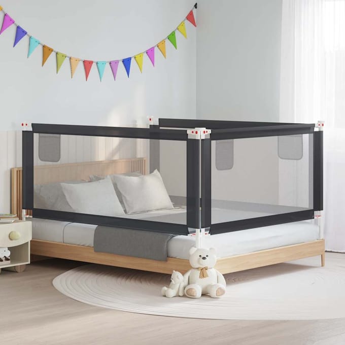 Barrière de lit pour tout-petit Gris Foncé 190x25 cm Tissu