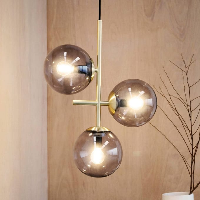 DYBERG LARSEN Como hanglamp, 3-lamps, messing