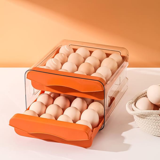 Koelkast Eieropbergdoos Ladetype Stapelbaar Doorzichtig Plastic Eieropbergdoos grijs