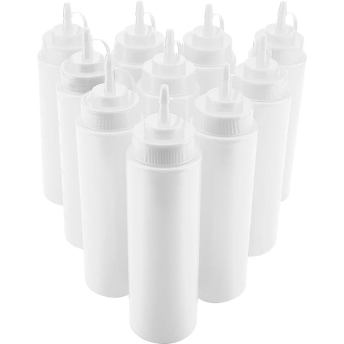 720ml 10 stuks / Set Plastic Condimentdispenser voor Saus Olie Crème Azijn (Wit) wit