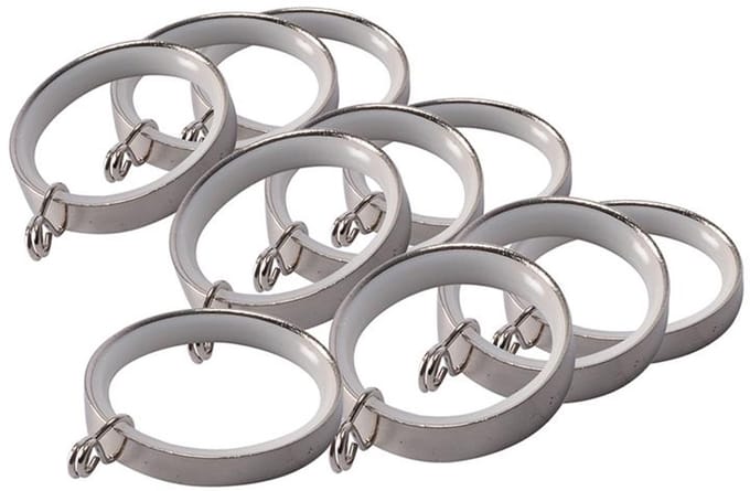 Intensions ring plat + inlage & clip set/10 RVS-look 40 mm gordijnhaak