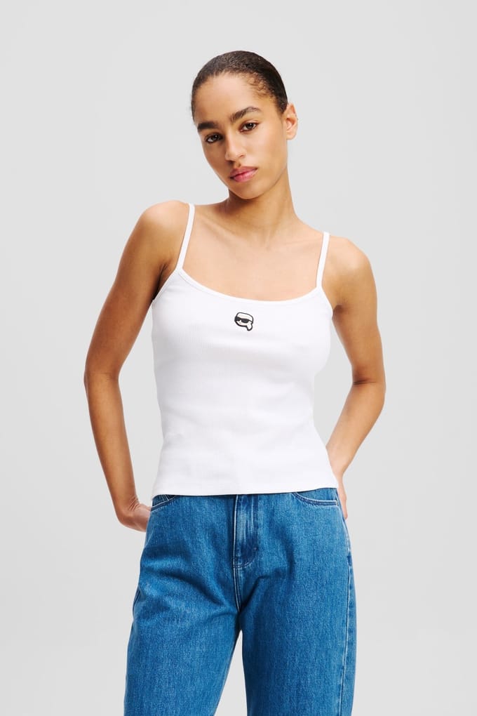 Karl Lagerfeld Ikon Patch Tank Top White Größe: S | Tanktops Outlet | Damen | Weiß