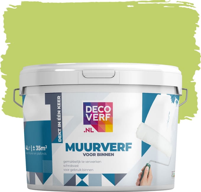 Decoverf muurverf mat appelgroen, 4L