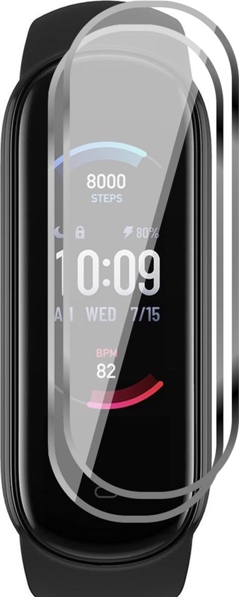 Screenprotector geschikt voor Amazfit Band 5 - 2x Full Screen Protector PET FlexGuard