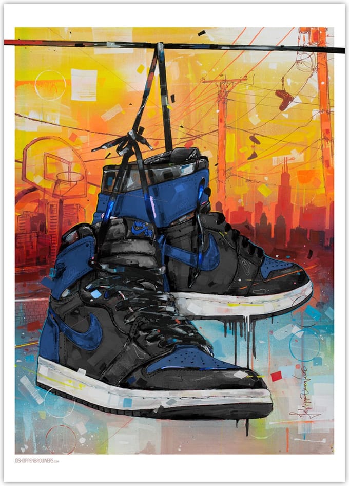 Sneaker poster powerlines royal blue 50x70 cm