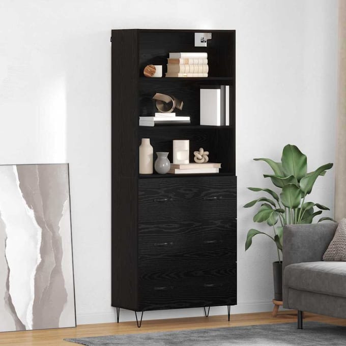 vidaXL - Highboard - 2 - st - Zwart - Eiken - 69,5 - x - 34 - x - 180 - cm