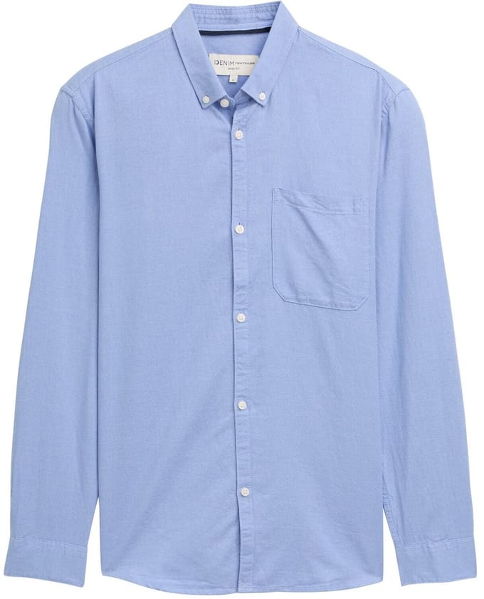 Tom Tailor Denim - Regular fit overhemd met borstzak - Maat S - dreamy blue fine structure