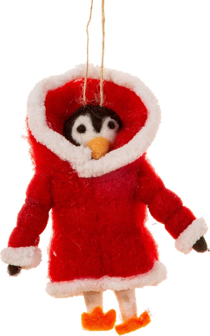 Pinguïn in winterjas kersthanger - Sass & Belle