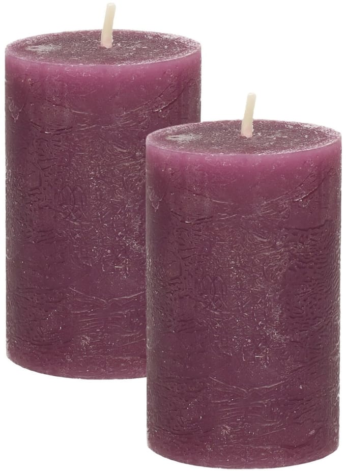Atmosphera Stompkaars - 2x - bordeaux rood - 5 x 8 cm - klein rustiek model - cilinderkaars - kaars