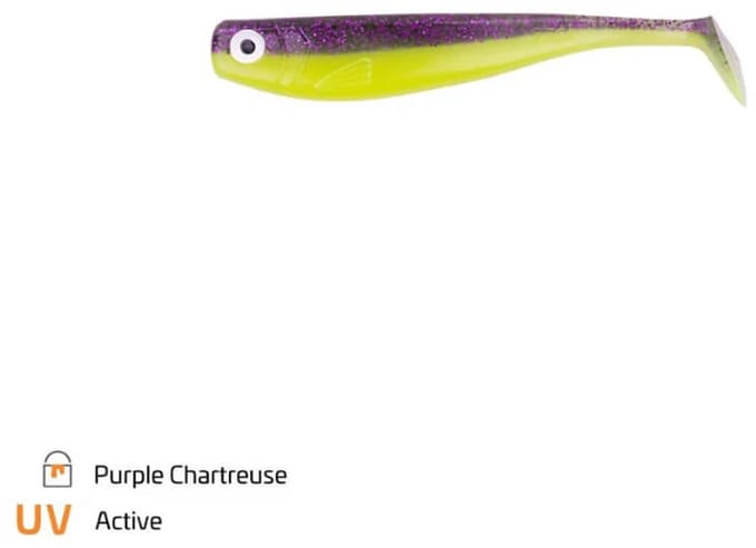 Zeck kunstaas Zander Gummi Purple Chartreuse 9cm
