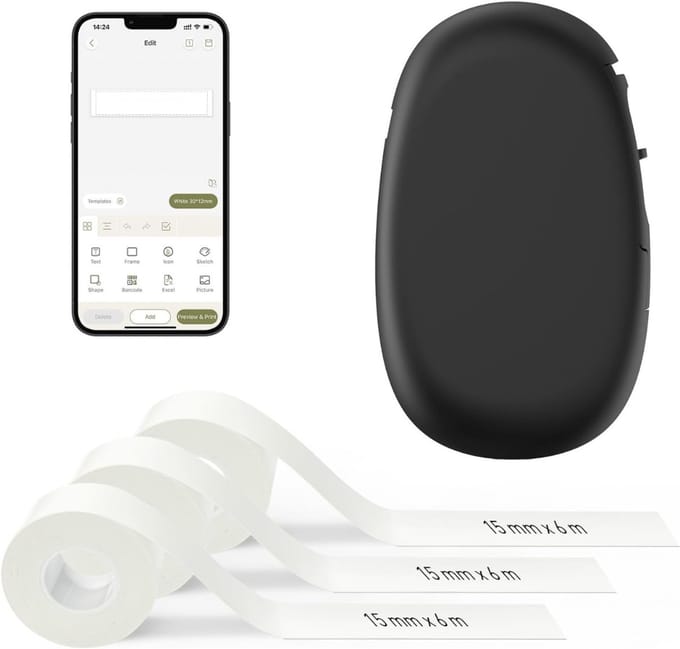 REN® Labelmaker - Labelprinter - Label Maker - Zwart- 6cm x 16cm x 9cm