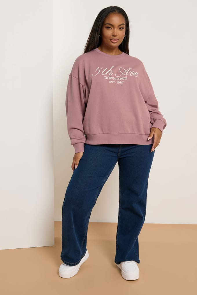 Yours Roze '5Th Ave' Geborduurde Sweater Size 42