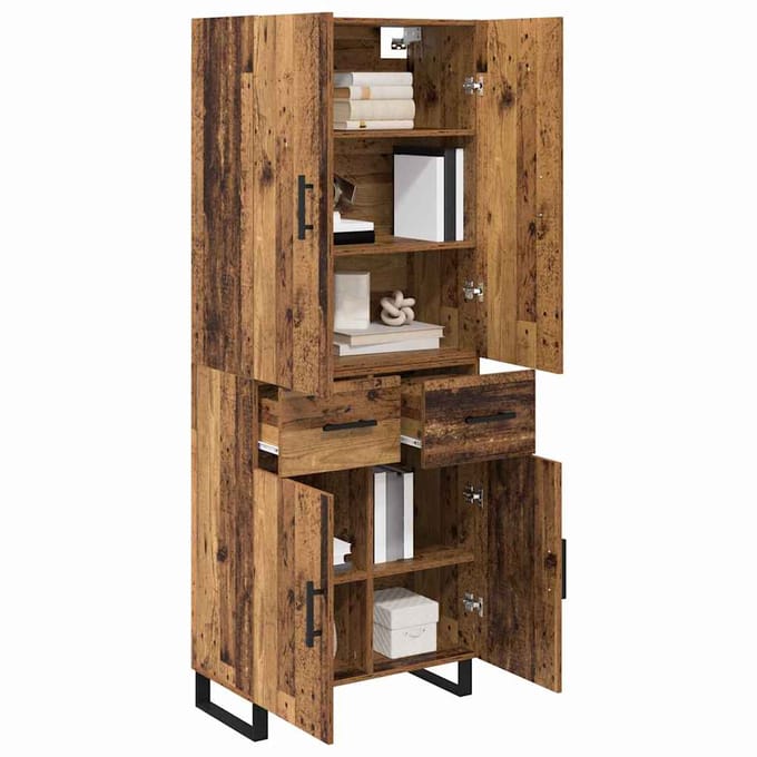vidaXL - Highboard - 2 - st - Oud - Hout - 69,5 - x - 34 - x - 180 - cm