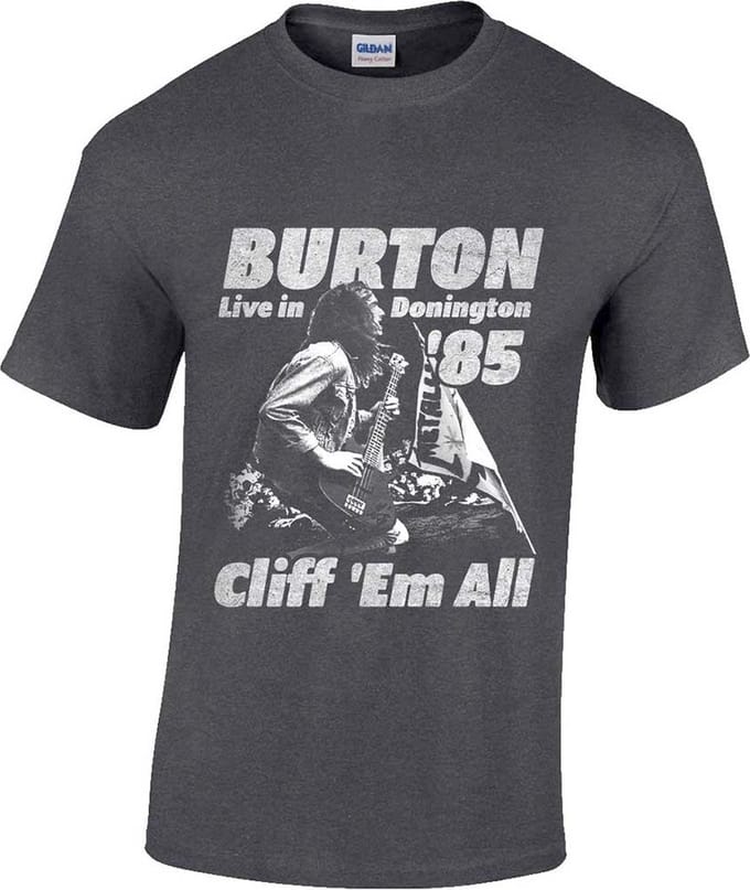 Cliff Burton - Flag Retro Heren T-shirt - M - Grijs