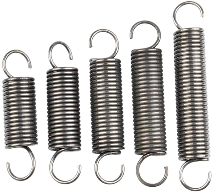 Set van 5 spanveren, dubbele haak, veerstaal, 0,9 x 6 x 350 mm