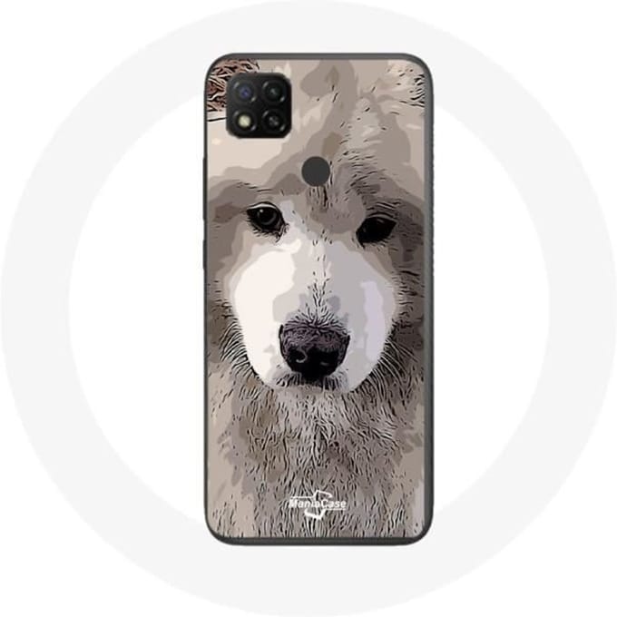 Xiaomi Redmi 9C hoesje Grijs Samojeed hondenras grijs