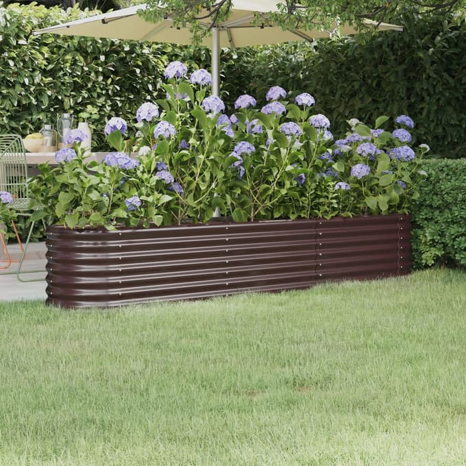 vidaXL - Plantenbak - 224x40x36 - cm - gegalvaniseerd - staal - bruin