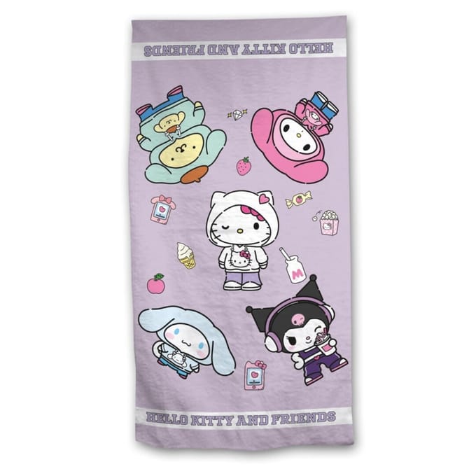 Hello Kitty & Friends Strandlaken Hello Kitty Kuromi My Melody - 90 x 170 cm - Katoen