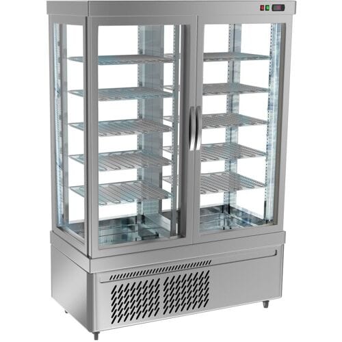 GGM Gastro Panoramavitrine - 935 Liter - 1320mm - 10 Ablagen - Silber Zilver