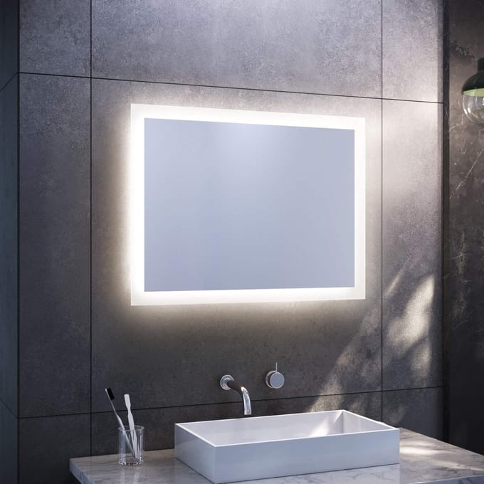 Badkamerspiegel met LED Verlichting - 80 x 60 cm Warmwit met Wandschakelaar