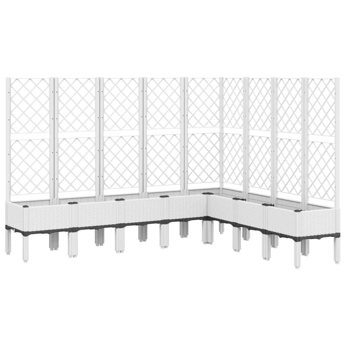 vidaXL - Plantenbak - met - latwerk - 200x160x142 - cm - polypropeen - wit
