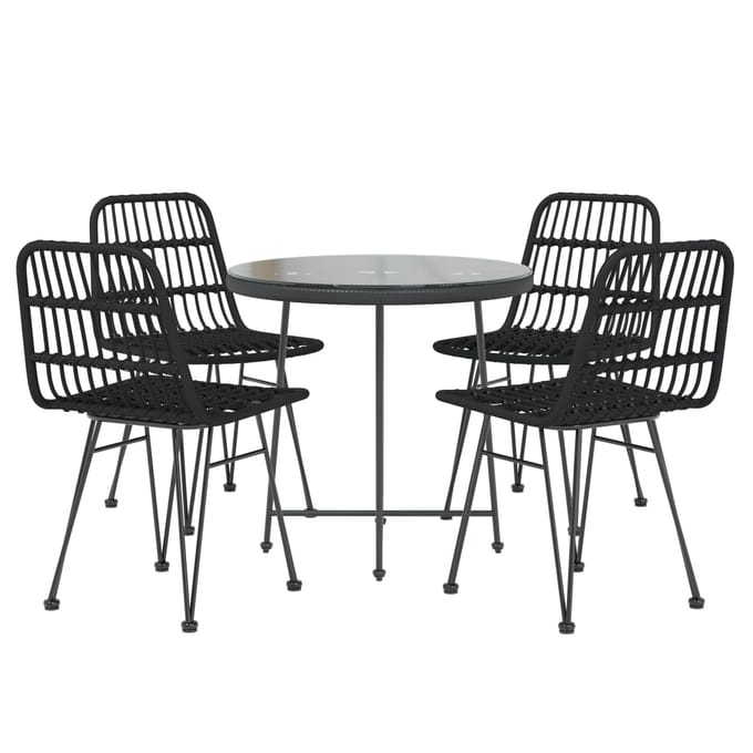vidaXL - 5-delige - Tuinset - poly - rattan - zwart