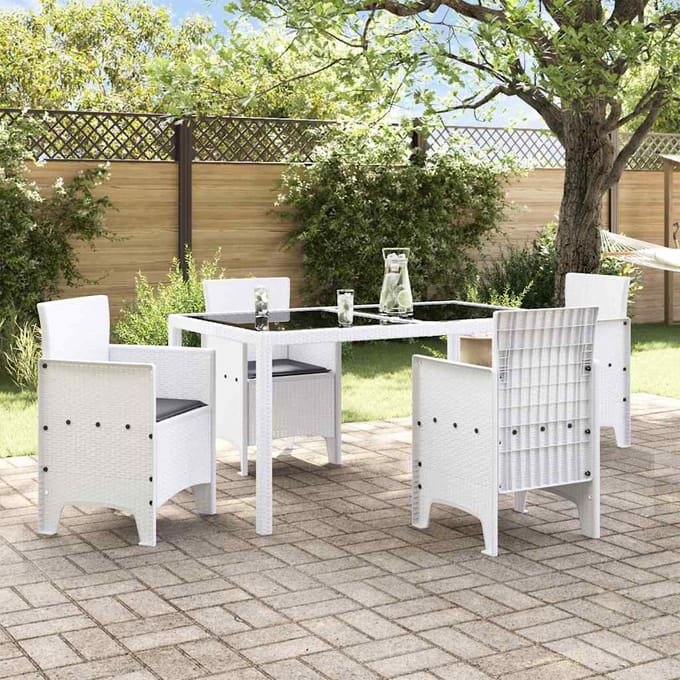 vidaXL Tuinstoel met kussen 4 pcs Wit 53 x 49 x 85 cm Polypropyleen
