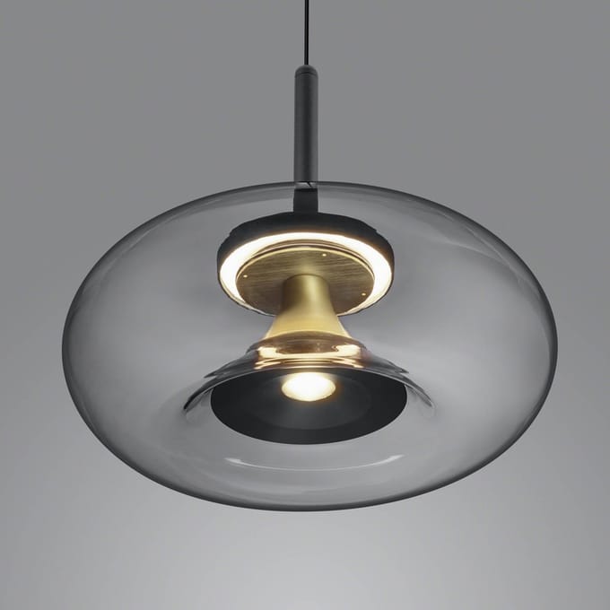 Helestra Sica hanglamp zwart/goud/rookgrijs