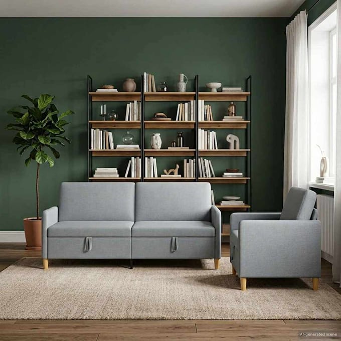 vidaXL - Sofa - Set - Met - Opslag - 2 - st - Lichtgrijs - Polyester