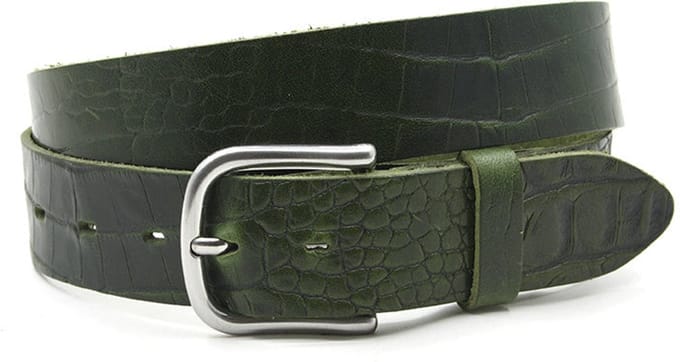 Dames riem groen - 4 cm breed - Leer - Pantalon riem - Casual - Maat 100