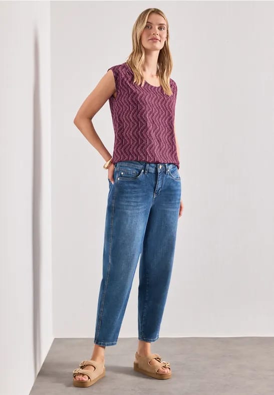 Shirt met afhangende schouders en elastische zoom